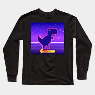 Outrun Power Up Dinosaur Long Sleeve T-Shirt